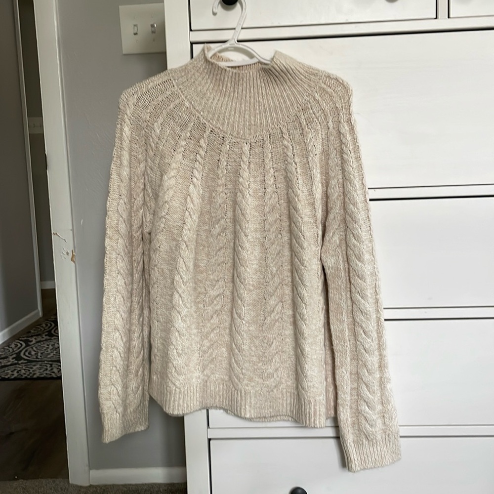New Beige Knox Rose Cable Knit Sweater